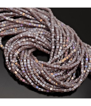 Кубик хрустальные бусины 2мм цвет лиловый Фарфор АВ, 1 нить(~185 бусин)