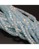 Кубик хрустальные бусины 4мм цвет голубой Фарфор АВ, 1 нить(~100 бусин)