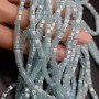 Faceted Cube Glass Beads 4mm color Light Blue Porcelain AB, 1 strand (~100 beads)