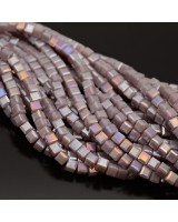 Кубик хрустальные бусины 4мм цвет лиловый Фарфор АВ, 1 нить(~100 бусин)