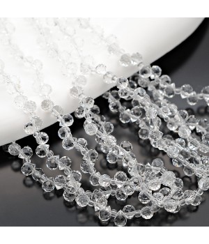 Бусины хрустальные Капелька 4мм цвет Crystal, 1 нить(~100 бусин)