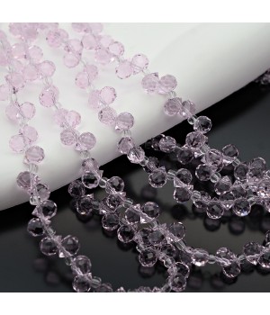 Бусины хрустальные Капелька 4мм цвет Розовый, 1 нить(~100 бусин)
