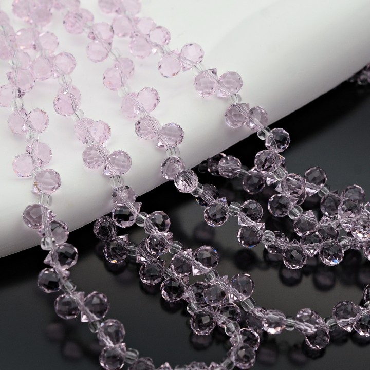 Бусины хрустальные Капелька 4мм цвет Розовый, 1 нить(~100 бусин)