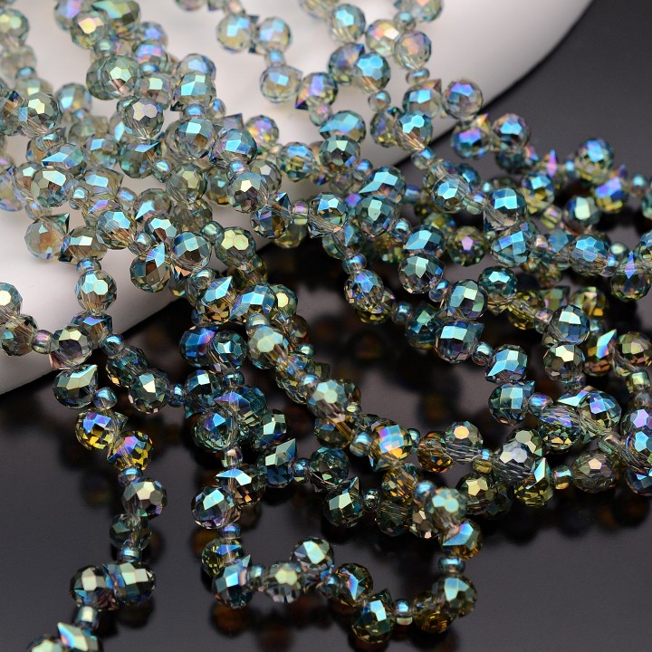Бусины хрустальные Капелька 4мм цвет Vitrail Blue, 1 нить(~100 бусин)
