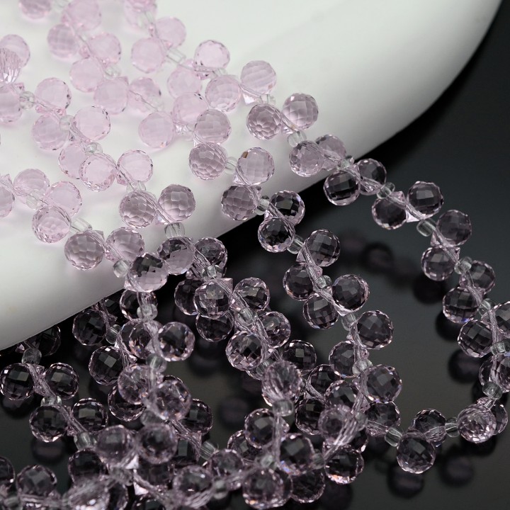 Бусины хрустальные Капелька 6мм цвет Розовый, 1 нить(~100 бусин)
