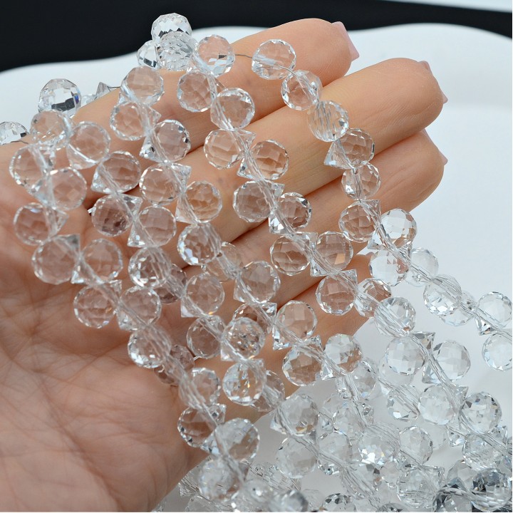 Бусины хрустальные Капелька 8мм цвет Crystal, 1 нить(~90 бусин)