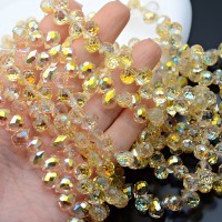 Бусины хрустальные Капелька 8мм цвет Золотистый, 1 нить(~90 бусин)