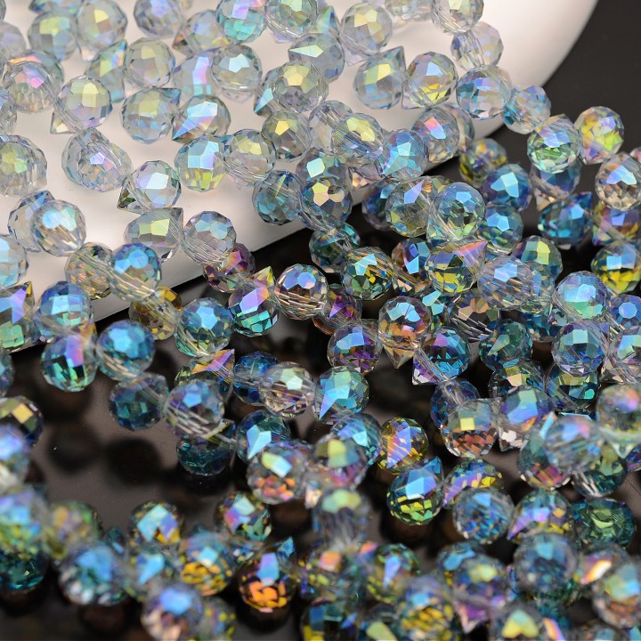 Бусины хрустальные Капелька 8мм цвет Vitrail Blue, 1 нить(~90 бусин)