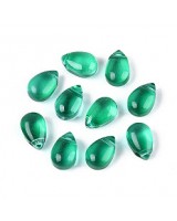 Бусина Капля 9:6мм цвет Зеленый, 10 штук