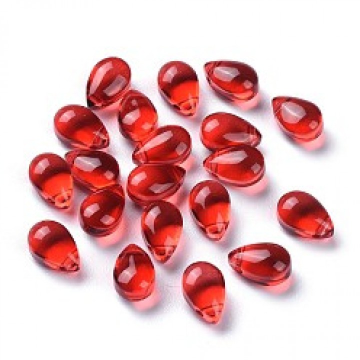 Teardrop Glass Beads 9:6mm color Red, 10 pieces