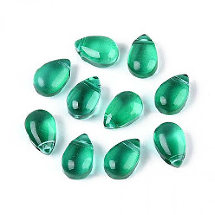 Бусина Капля 9:6мм цвет Зеленый, 10 штук