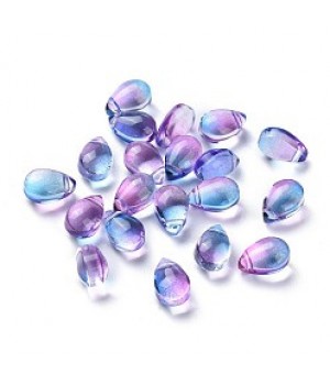 Teardrop Glass Beads 9:6mm color Slate Blue AB, 10 pieces