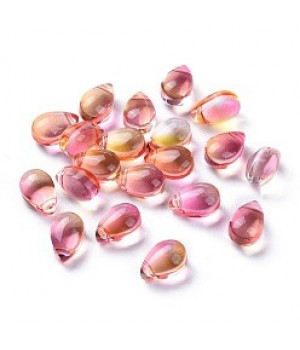 Teardrop Glass Beads 9:6mm color Light Salmon AB, 10 pieces