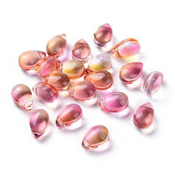 Teardrop Glass Beads 9:6mm color Light Salmon AB, 10 pieces