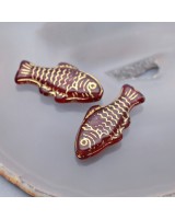 Бусина Рыбка Чешское стекло цвет красный, 1 штука