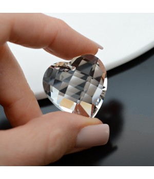 Faceted Heart Glass Pendant 28mm color Crystal, 1 piece