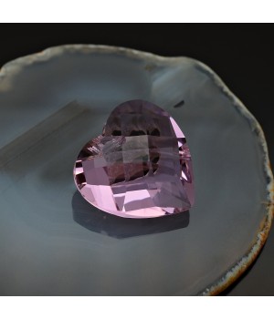 Faceted Heart Glass Pendant 28mm color Pink, 1 piece