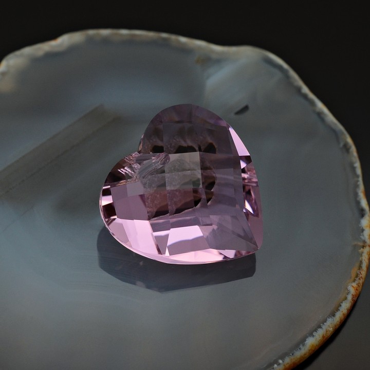 Colgante de cristal Corazón 28mm color Rosa, 1 pieza