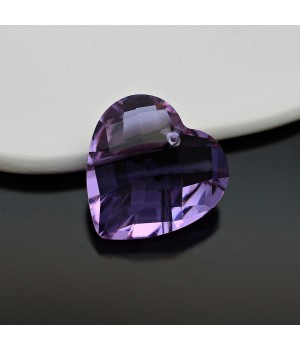 Faceted Heart Glass Pendant 28mm color Purple, 1 piece