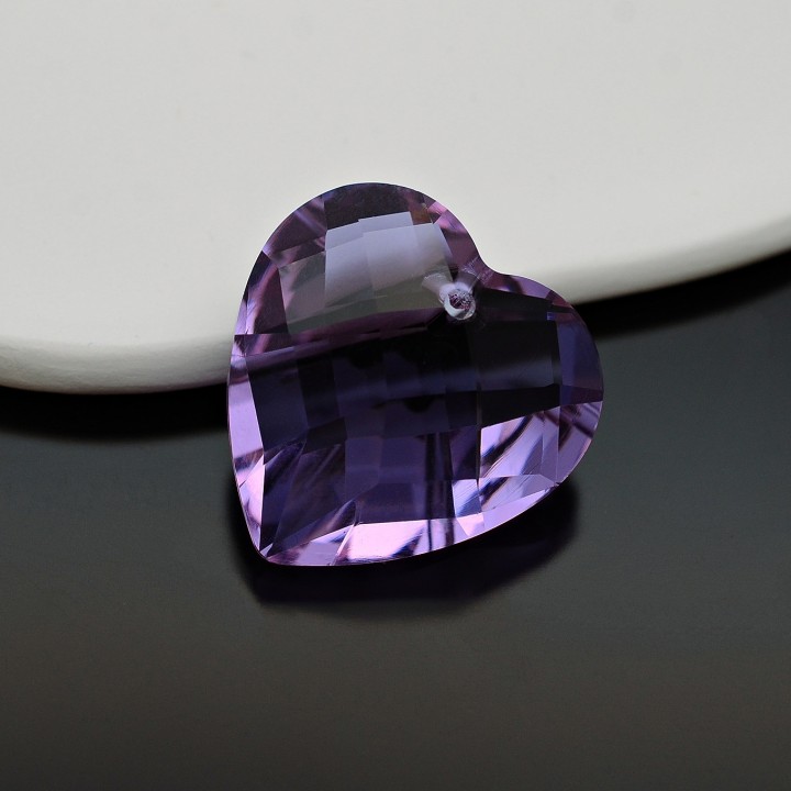 Colgante de cristal Corazón 28mm color Lila, 1 pieza