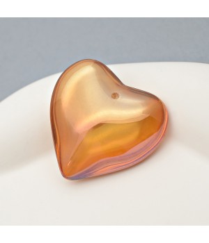 Heart Glass Pendant 35mm Amber color, 1 piece