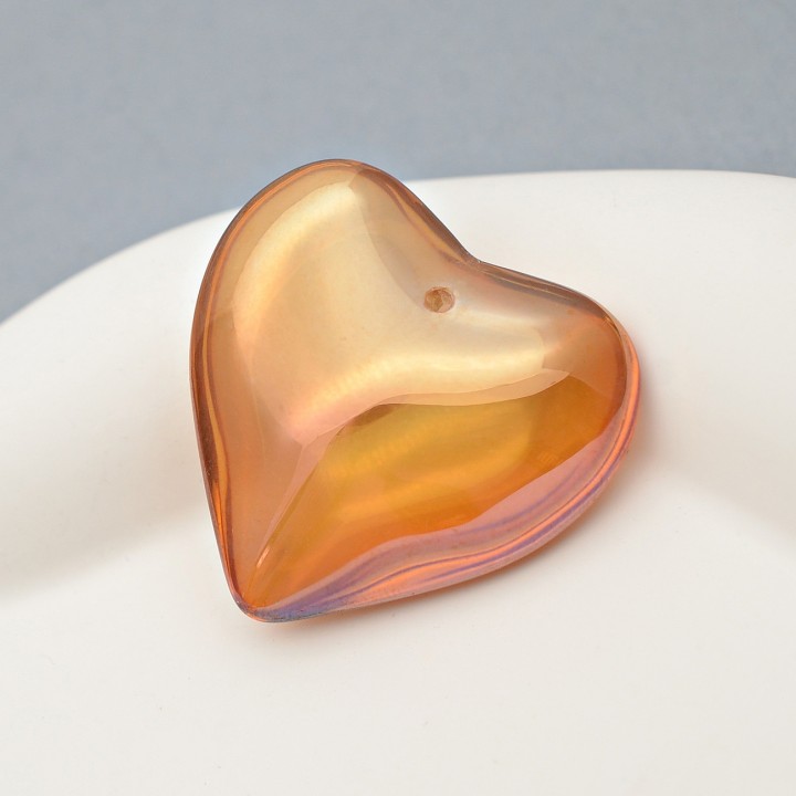 Подвеска хрустальное Сердце 35мм цвет Янтарь, 1 штука