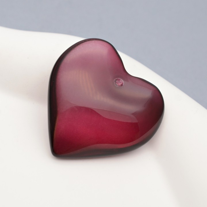 Colgante de cristal Corazón 35mm color Borgoña, 1 pieza