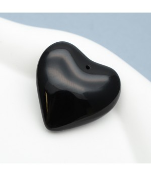 Colgante de cristal Corazón 35mm color Negro, 1 pieza