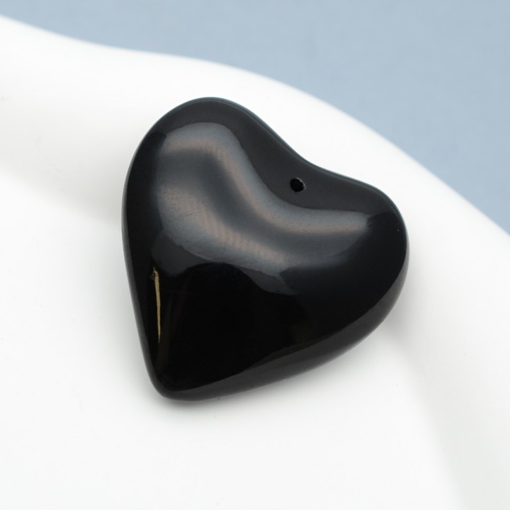 Colgante de cristal Corazón 35mm color Negro, 1 pieza