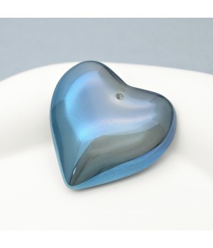Heart Glass Pendant 35mm Denim color, 1 piece