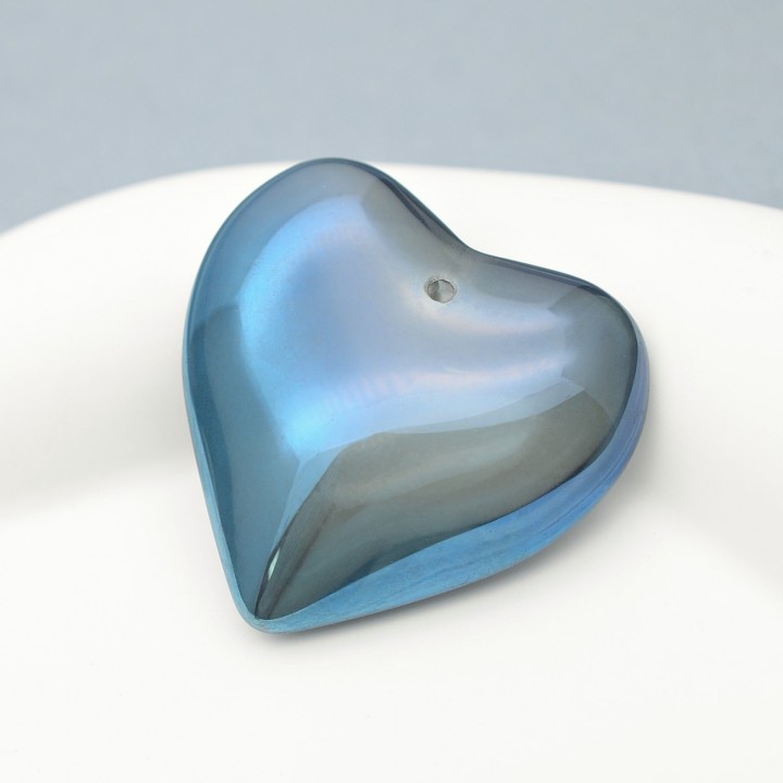 Colgante de cristal Corazón 35mm color Azul, 1 pieza