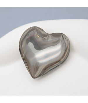 Colgante de cristal Corazón 35mm color Gris, 1 pieza