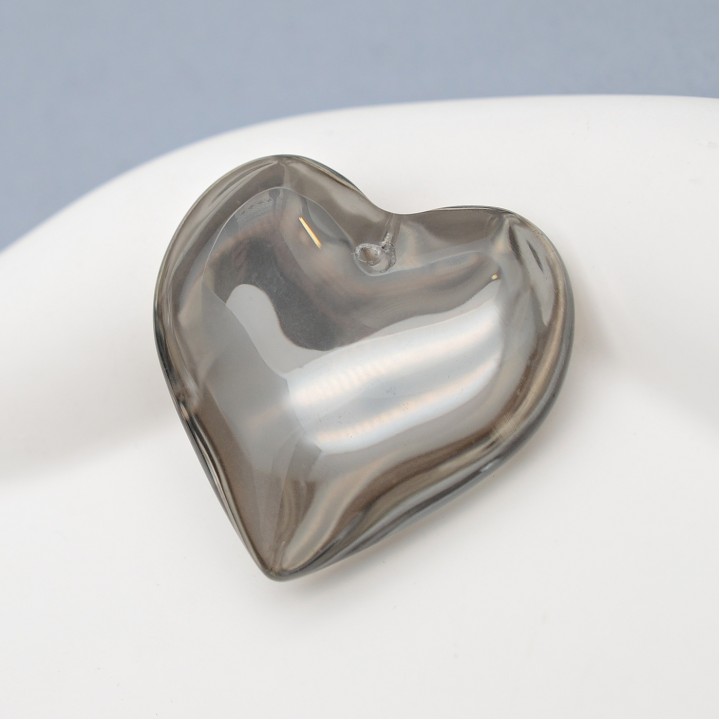 Colgante de cristal Corazón 35mm color Gris, 1 pieza