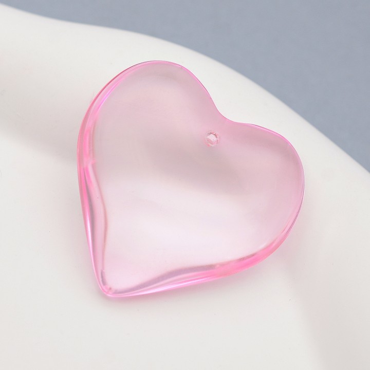 Colgante de cristal Corazón 35mm color Rosa, 1 pieza