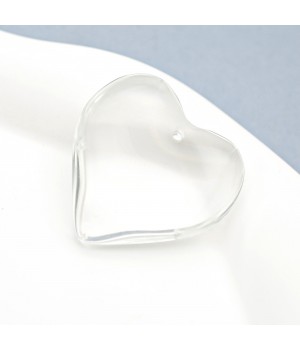 Colgante de cristal Corazón 35mm color Blanco, 1 pieza
