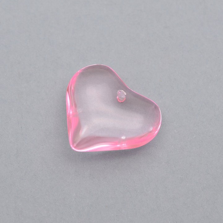 Colgante de cristal Corazón 24mm color Rosa, 1 pieza