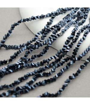 Faceted Polygon Glass Beads 3mm color black, 1 strand (~135 beads)