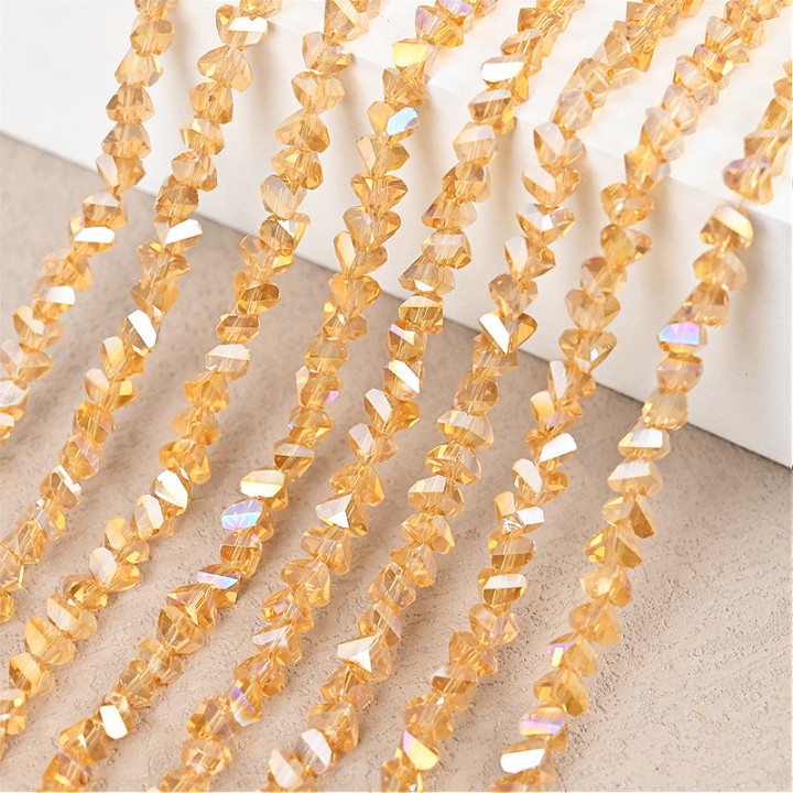 Faceted Polygon Glass Beads 3mm color champagne, 1 strand (~135 beads)
