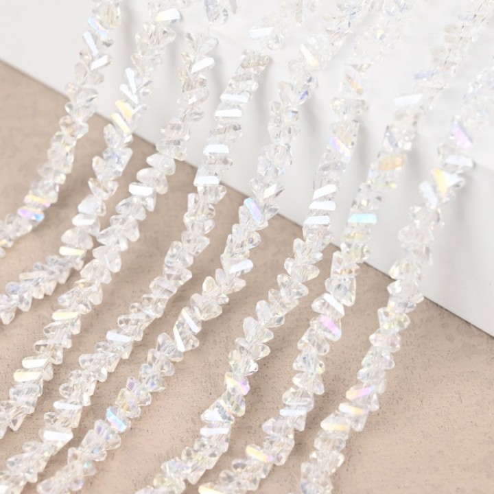 Faceted Polygon Glass Beads 3mm color transparent AB, 1 strand (~135 beads)