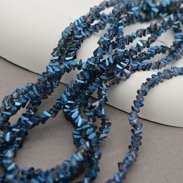  Faceted Polygon Glass Beads 3mm color metallic blue, 1 strand (~135 beads)