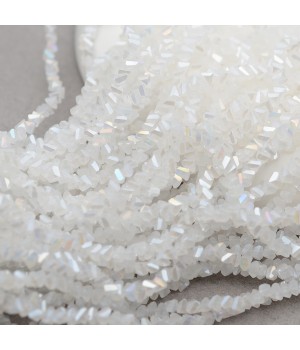 Faceted Polygon Glass Beads 3mm color white jade AB, 1 strand (~135 beads)