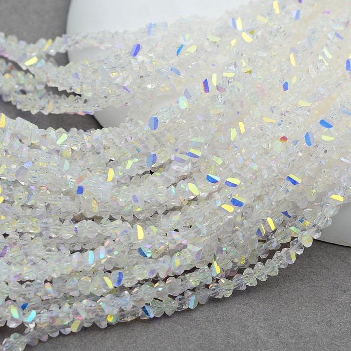 Cuentas de cristal Triangulo 3mm color Diamante amarillo AB, 1 hilo(~135 cuentas)