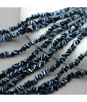 Faceted Polygon Glass Beads 4mm color black, 1 strand (~130 beads)