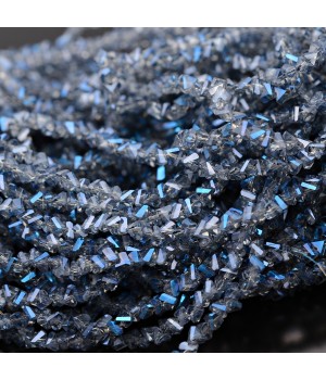 Faceted Polygon Glass Beads 4mm color Metallic Blue, 1 strand (~130 beads)