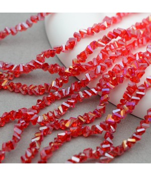 Faceted Polygon Glass Beads 4mm color light red AB, 1 strand (~130 beads)