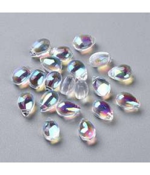 Teardrop Glass Beads 9:6mm color Crystal AB, 10 pieces