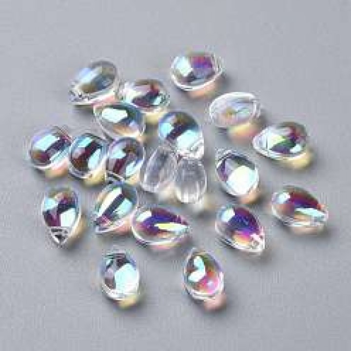 Teardrop Glass Beads 9:6mm color Crystal AB, 10 pieces