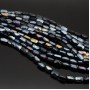 Faceted Rectangle Glass Beads 6:4mm color Black AB, 1 strand (~78 beads)