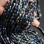 Faceted Rectangle Glass Beads 6:4mm color Black AB, 1 strand (~78 beads)