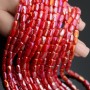 Faceted Rectangle Glass Beads 6:4mm color Red Porcelain AB, 1 strand (~78 beads)